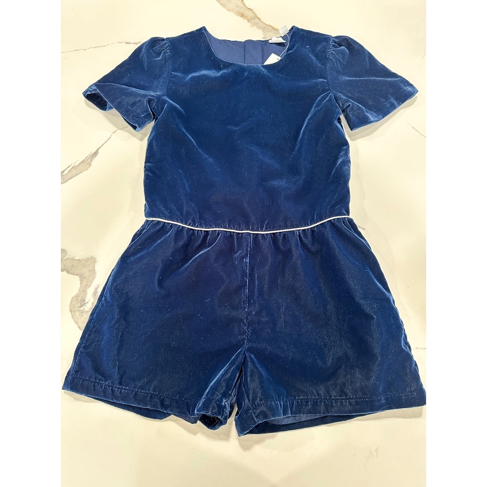 Gap Kids Velvet‎ Romper Silver Trim Short Sleeve Party Outfit Size M